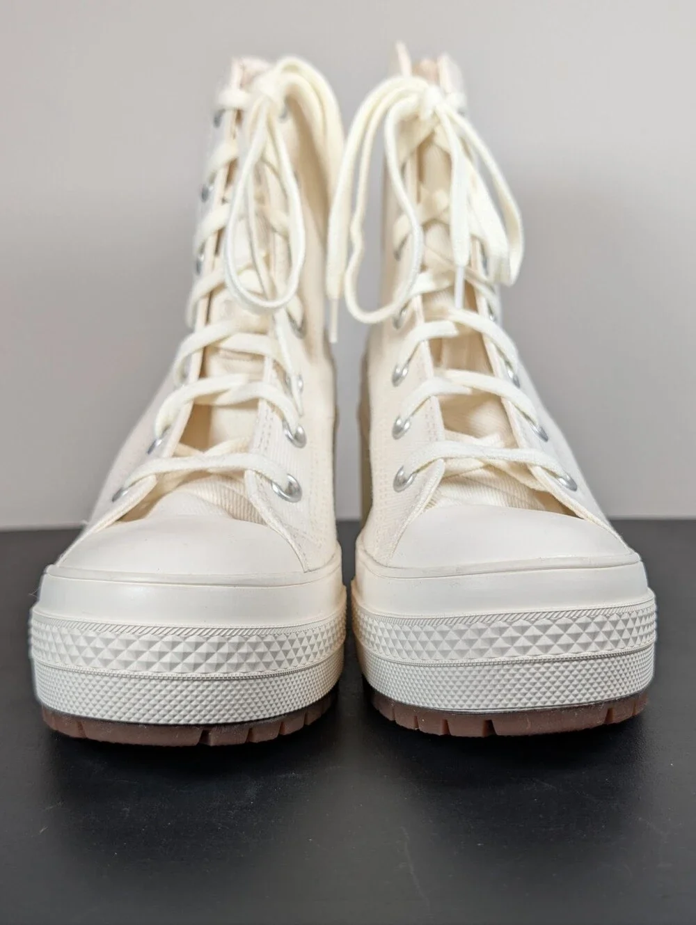 Converse Chuck 70 De Luxe Heel High Top Platform Sneakers Egret White Womens 7.5